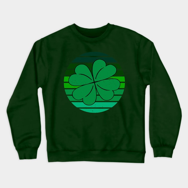 4 Leaf Clover Shamrock Retro Vintage Sunset Crewneck Sweatshirt by Don’t Care Co